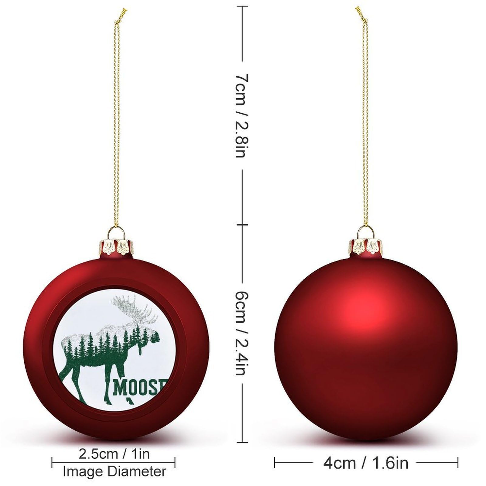 The Elch and Winter Forest Weihnachtskugeln zum Aufhängen, 4 Stück
