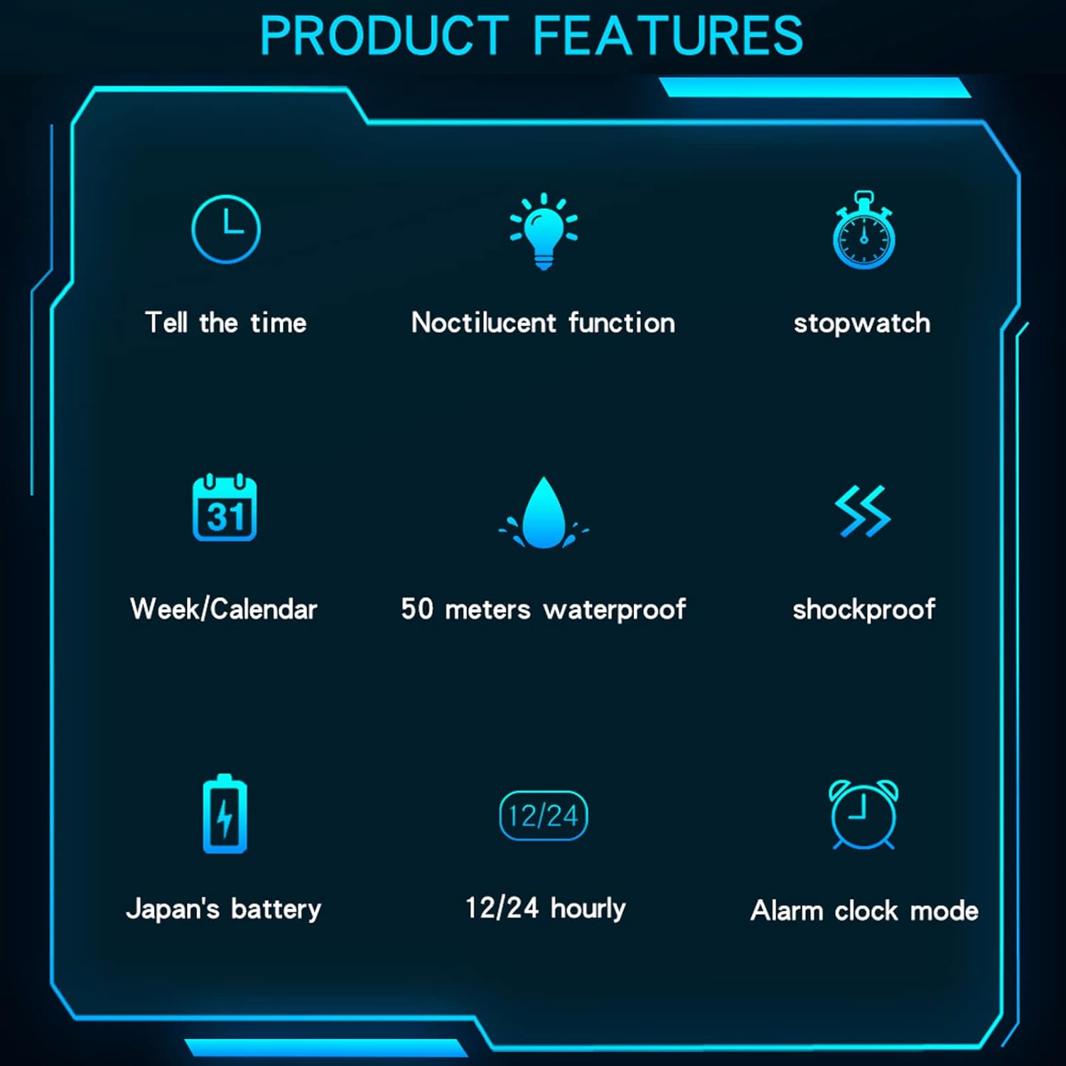 Miniatura 6 de Reloj digital para hombre, reloj deportivo al aire libre, impermeable, reloj militar con retroiluminación LED, alarma y cronómetro, reloj de pulsera