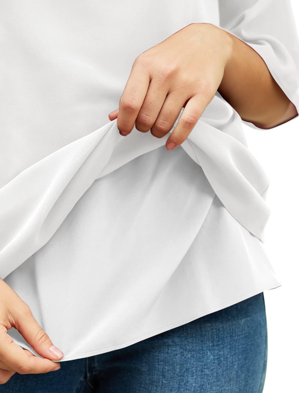 Feiersi Womens Casual Scoop Neck Blouses 3/4 Sleeve Chiffon Dressy Blouse Tops Shirts - Image 4