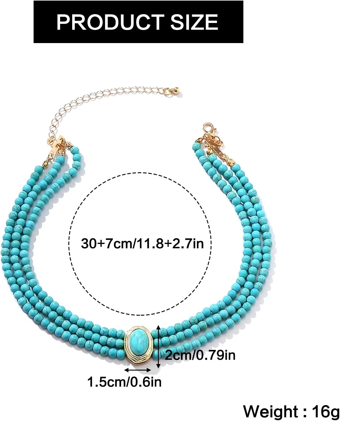 Turquoise Choker Necklaces for Women, Boho Multi-layered Beaded Necklaces, Trendy Jewelry Gift for Women Birthday Banquet Anniversary Make-up Party Summer Beach Holiday - Image 2