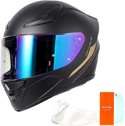 OTS Dual Visor Full-Face Motorcycle Helmet - DOT Certified, Lightweight ABS, Quick-Release Buckle, Washable Liner for Men & Women