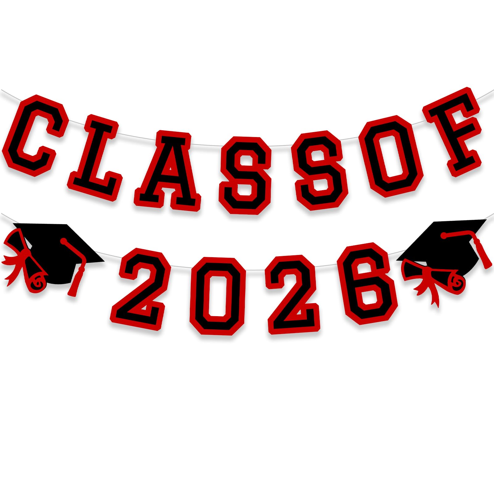 Class of 2026 Graduation Banner University College Grad Garlands Decoration Party Supplies High School Colors Red
