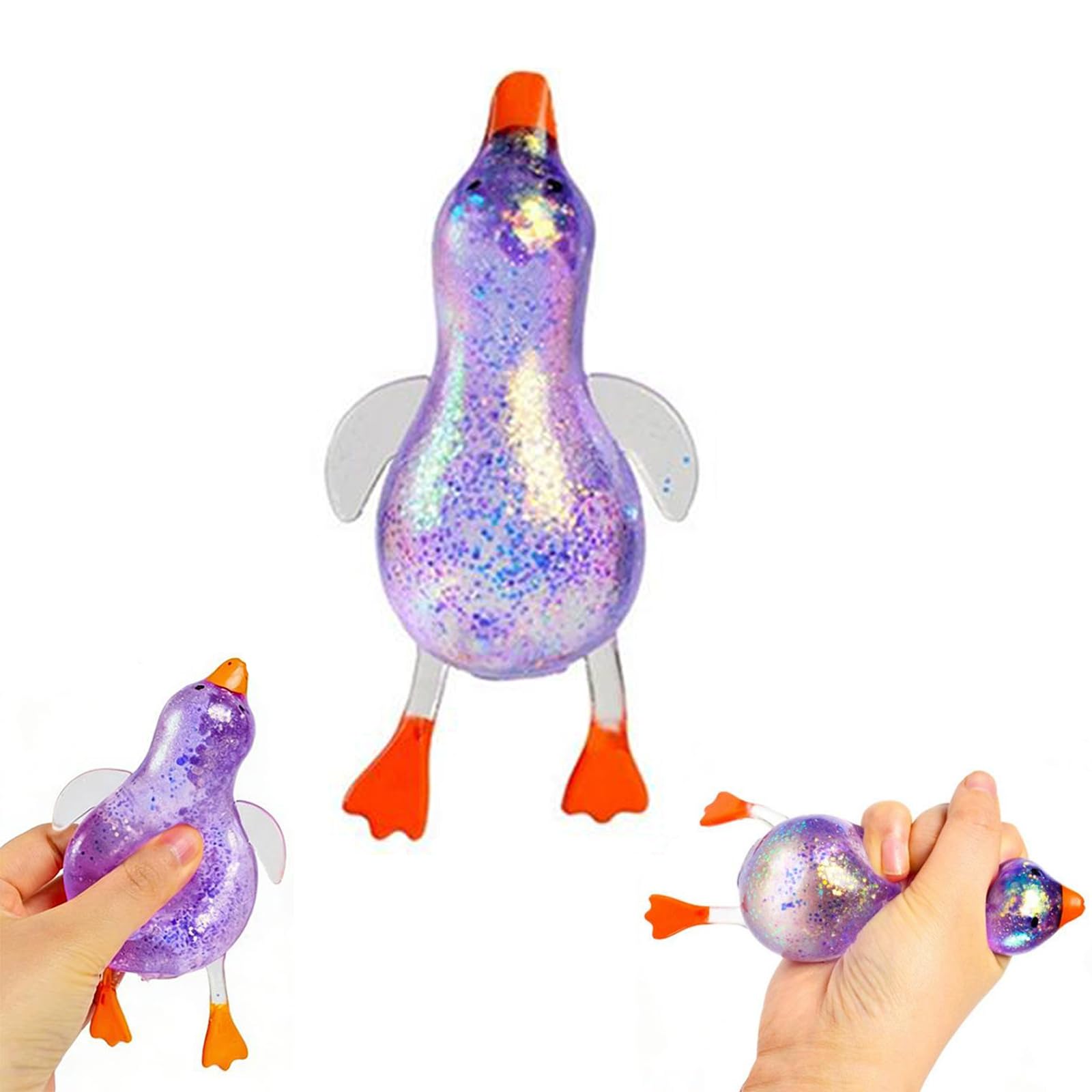Cute Duck Squishes Sugar Stress Ball, Soft Colorful Duck Anxiety Relief Toy, Moldable Slow Rise Squeeze Decompression Dough for Adults