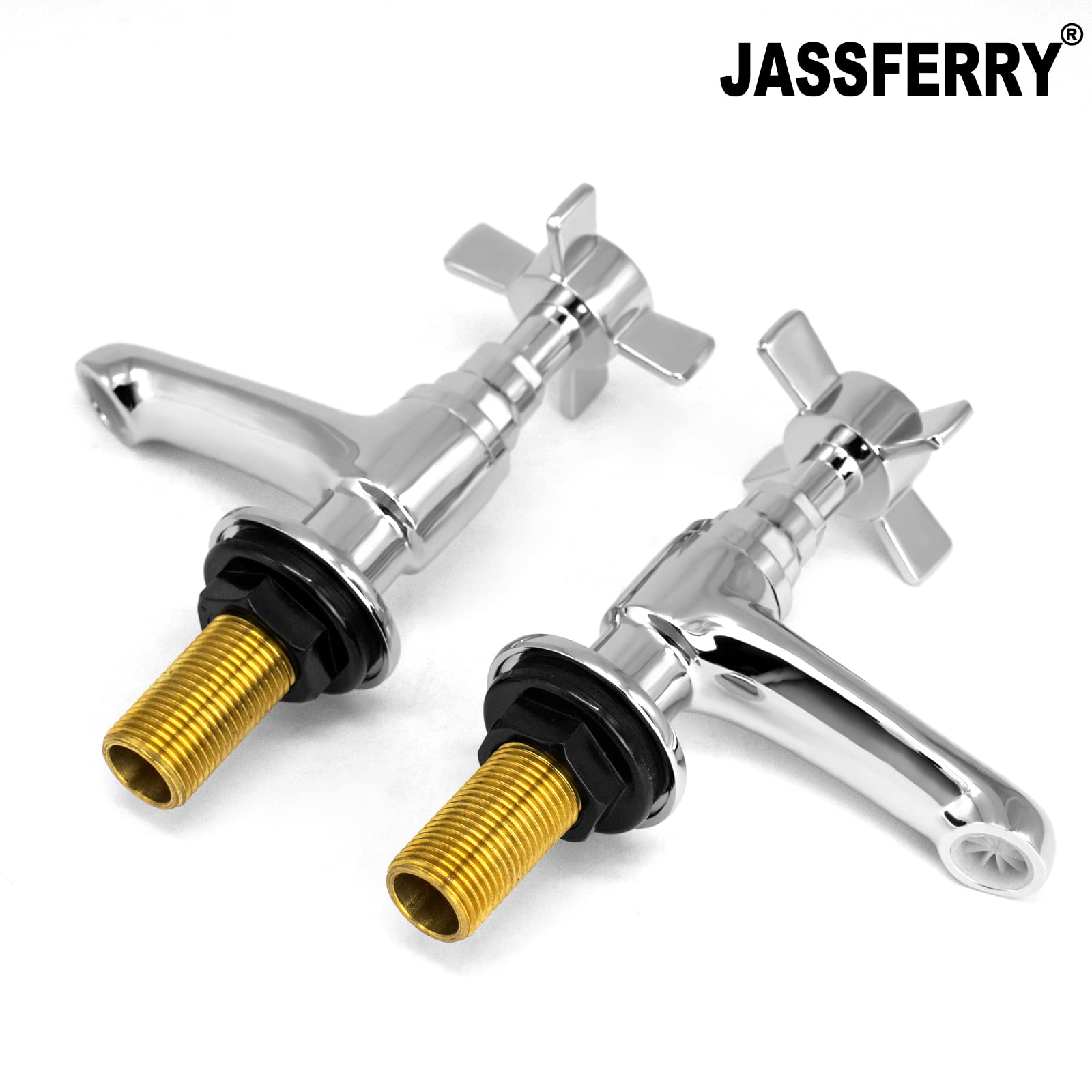 JASSFERRY - Coppia di rubinetti per lavabo, con manico a croce in ceramica, per lavandino da 1,2 cm