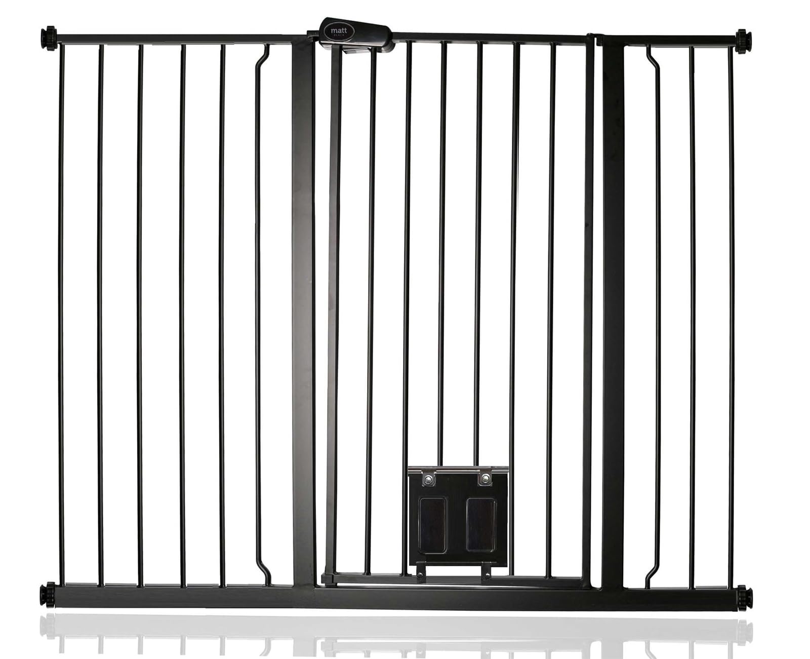Bettacare Pet Gate - Black - 104cm Height - 120.3cm Width - Lockable Cat Flap