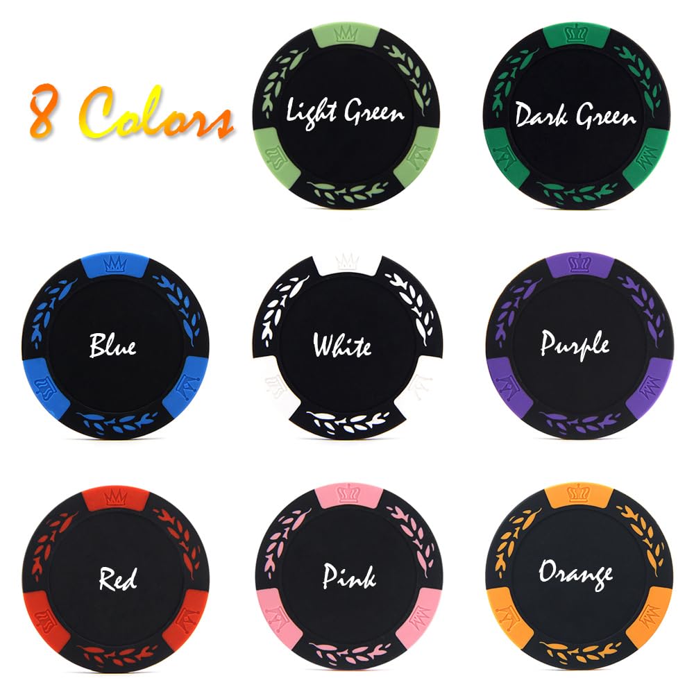 100 Premium Clay Poker Chips, personalisieren Sie Ihr Bild und Text, 11,5 g Casino Chips für Texas Hold'em, Blackjack Glücksspiel (weiß)