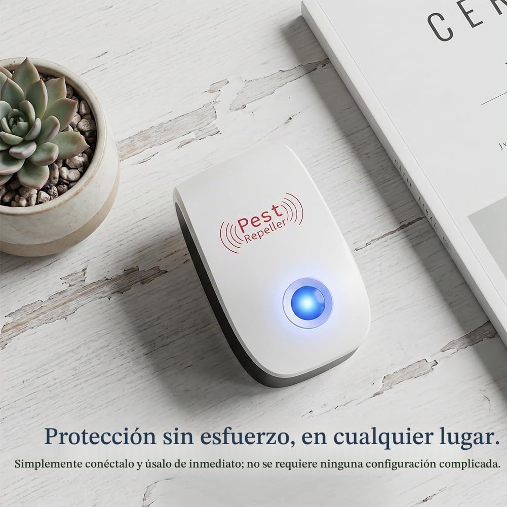 6 Pack Repelente Ultrasónico de Plagas, para Anti Mosquitos, Moscas, Ratones, Cucarachas, Arañas, Insectos, Para Familias Europeas 1