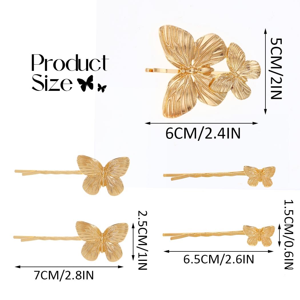 ✨Gold Butterfly Hair Clip 6pcs Set ✨ Amazon.com : Bartosi Butterfly Clips Hair Gold Hair  main image 2
