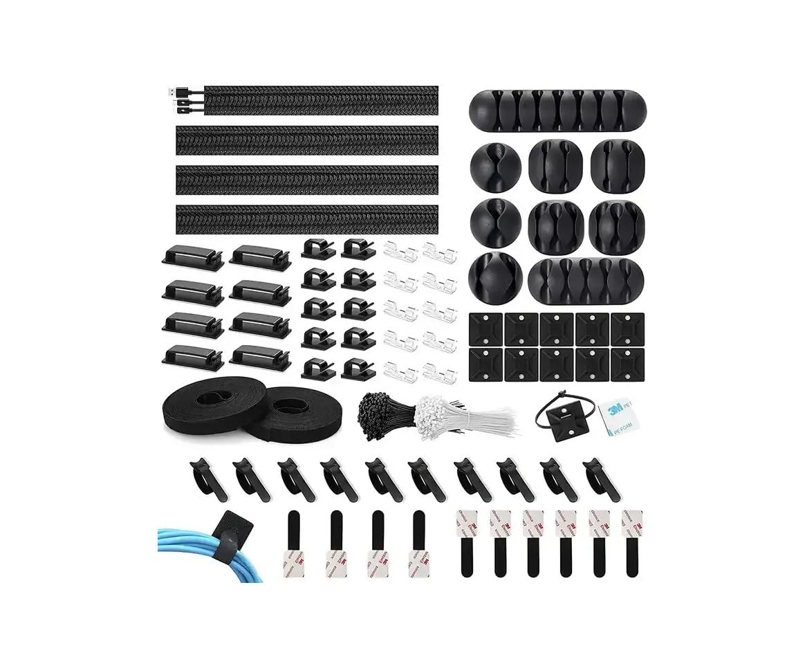 273 Pcs Cable Management Kit – Desk & TV Cable Organiser with Cable Sleeves, Cord Clips, Zip Ties & Wire Holders – Cable Tidy Set for PC, Home Office & Gaming