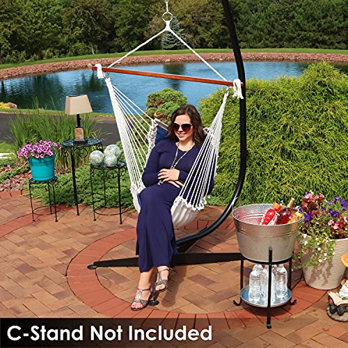 Sunnydaze Tufted Victorian Hammock Chair Swing - Large Hanging Chair Seat For Backyard & Patio - Sturdy 300 Pound Capacity - Navy Blue #TOP5