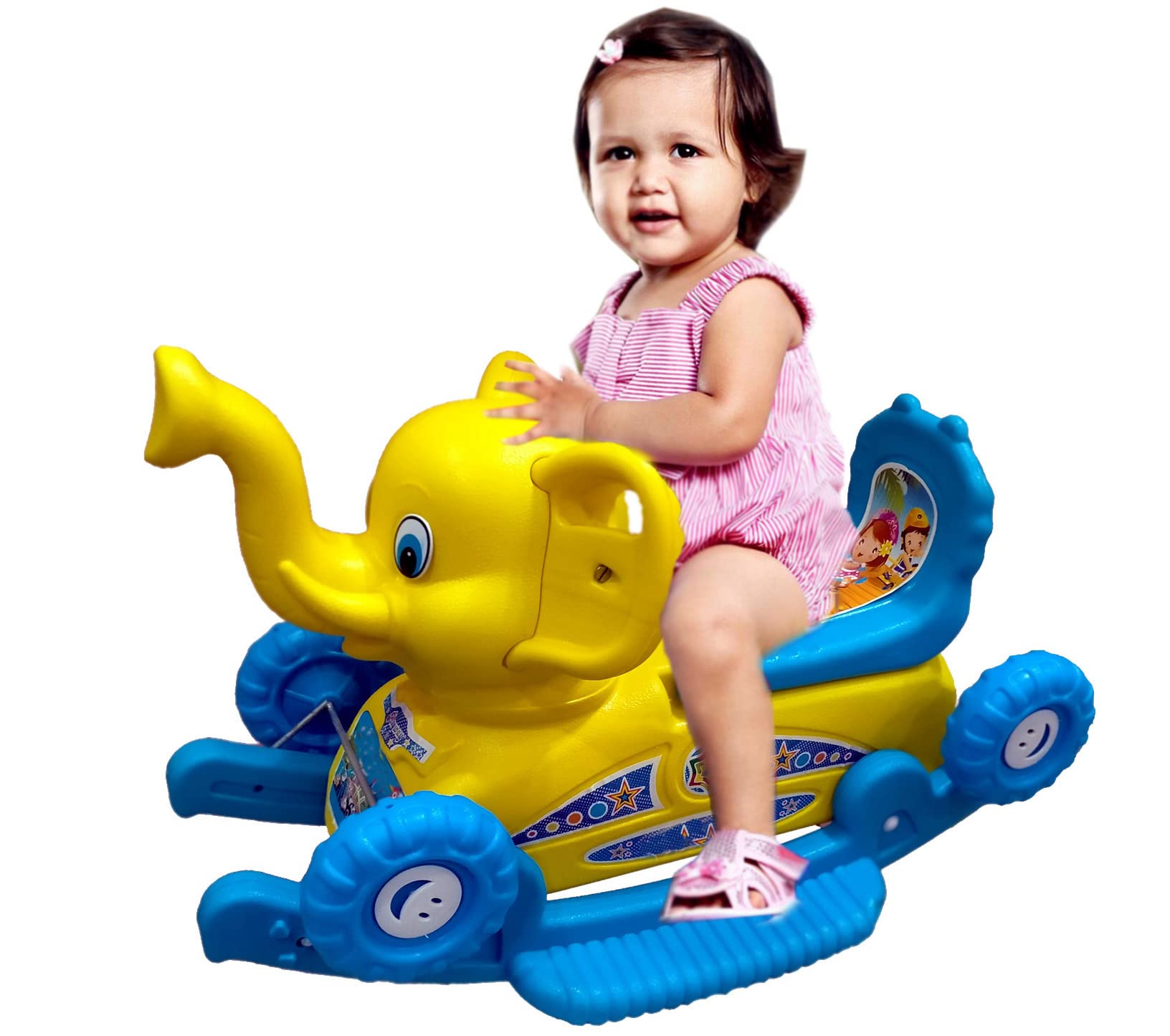 Banshika Baby Elephant Rider Cum Rocker 2 in 1 for 1 to 4 Years Boy/Girl (Yellow-Blue) (B0CC91CMZ2) Amazon Price History, Amazon Price Tracker