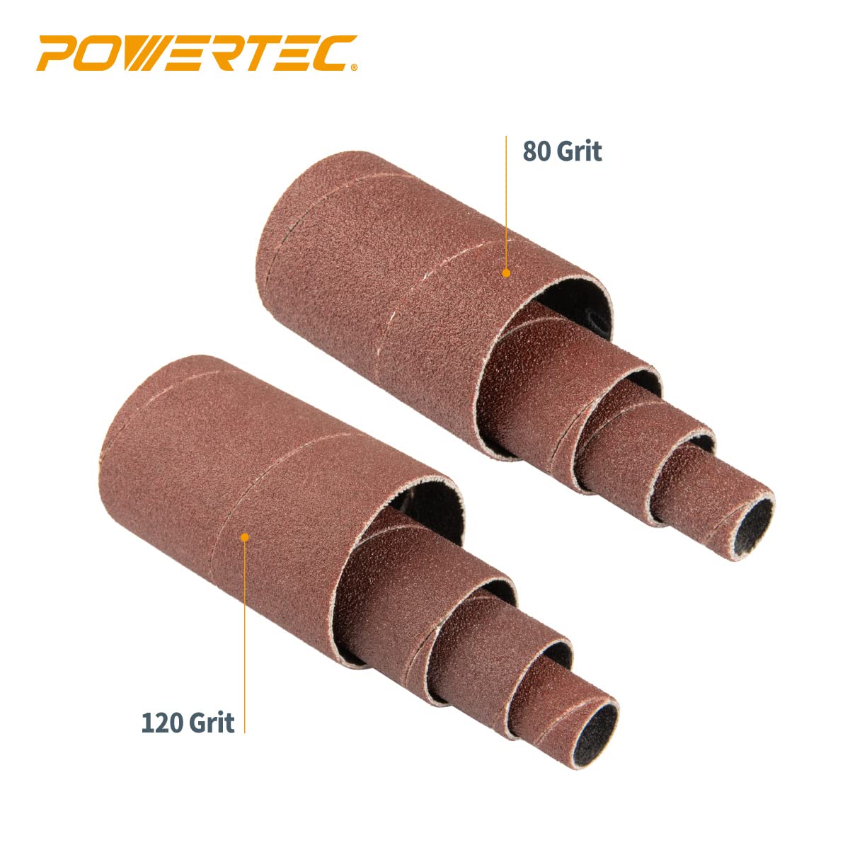 POWERTEC 72508 Drill Press Sanding Drum Kit w/ 1/4 and 1/8 inch Shanks, Assorted Spindle Sander Sleeves 2-1/2" Length, Tool Carrying Case