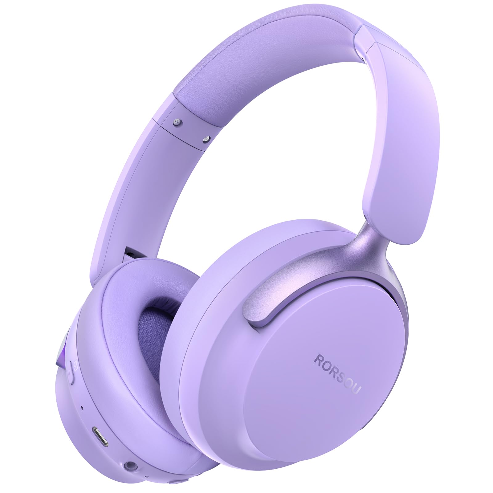 RORSOU B8 Cuffie Bluetooth su orecchio, 6 EQ modalità musicale e cuffie basse basse profonde da 50 ore con microfono, leggero Stereo pieghevole HiFi Viola