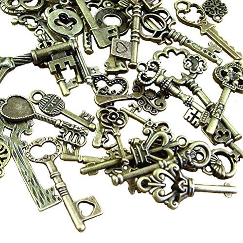 BESTIM INCUK 120 Gram Antique Bronze Vintage Skeleton Keys Steampunk Gears Cogs Charms Pendant Clock Watch Wheel for Jewelry Making Supplies, Steampunk Accessories, Craft Projects (Approx 80pcs) steampunk buy now online
