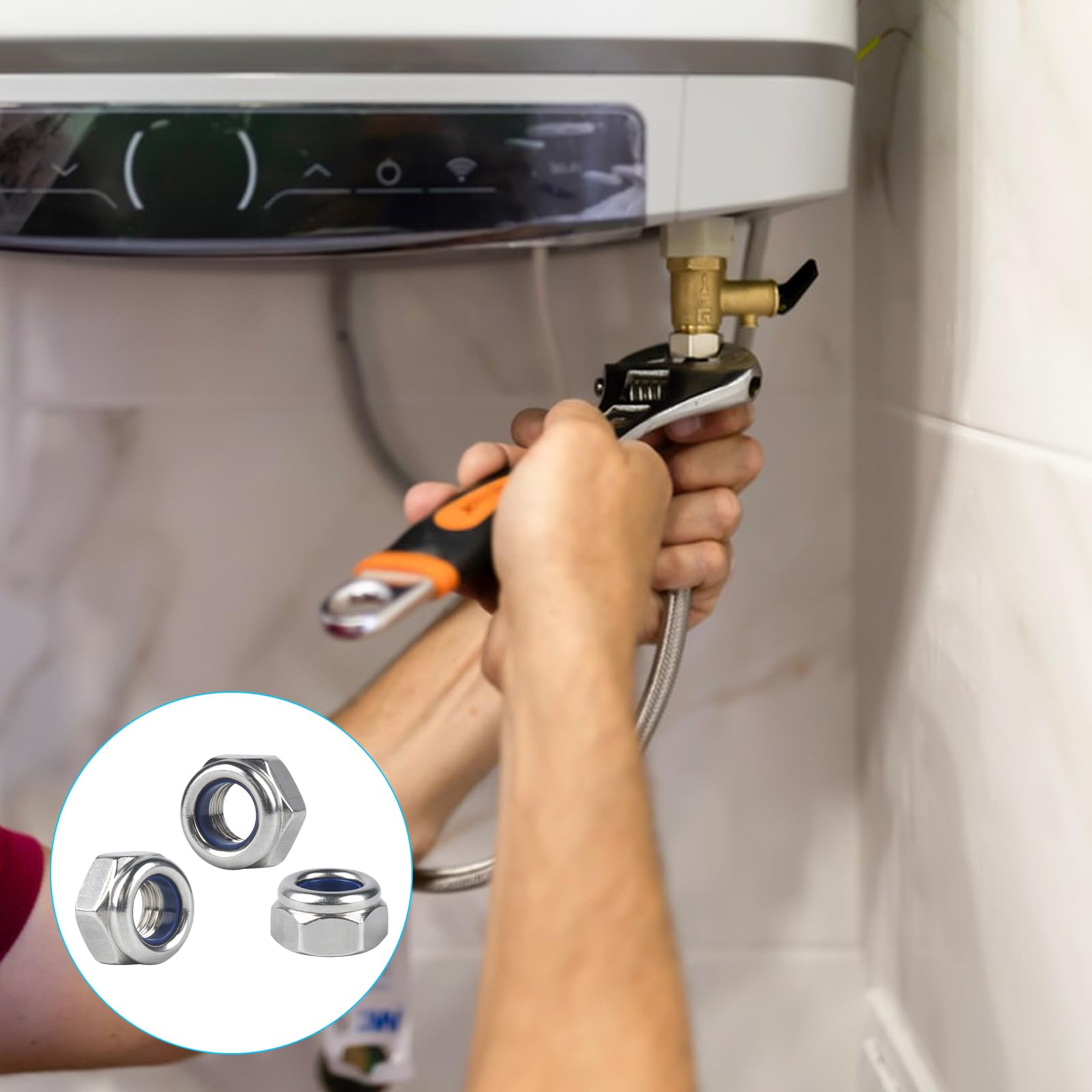 270 PezziDadi Esagonali, Metrici Dadi Autobloccanti Dadi di Bloccaggio in Acciaio Inox con Filettatura Standard, Dado per Bulloni e Viti Rondelle -M3, M4, M5, M6, M8 (Argento)
