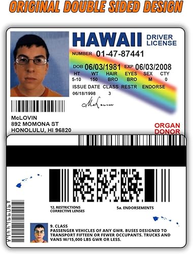 Miniatura 5 de Licencia de conducir de McLovin ID SuperbadArtículos de bromaLicencia de identificación falsaDoble caraGran complemento para disfracesCalidad