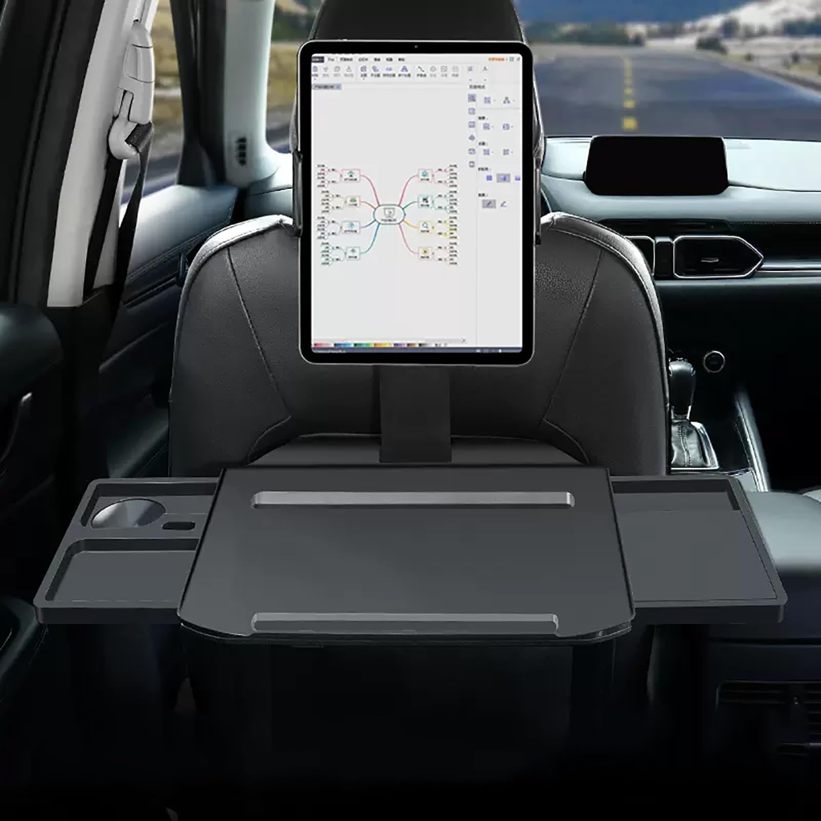 Mesa Portátil con Bandeja para Asiento de Automóvil Escritorio Plegable Telescópico para Bandejas de Comida para Asiento Trasero Escritorio para Computadora Portátil con Asiento Trasero Multifuncional