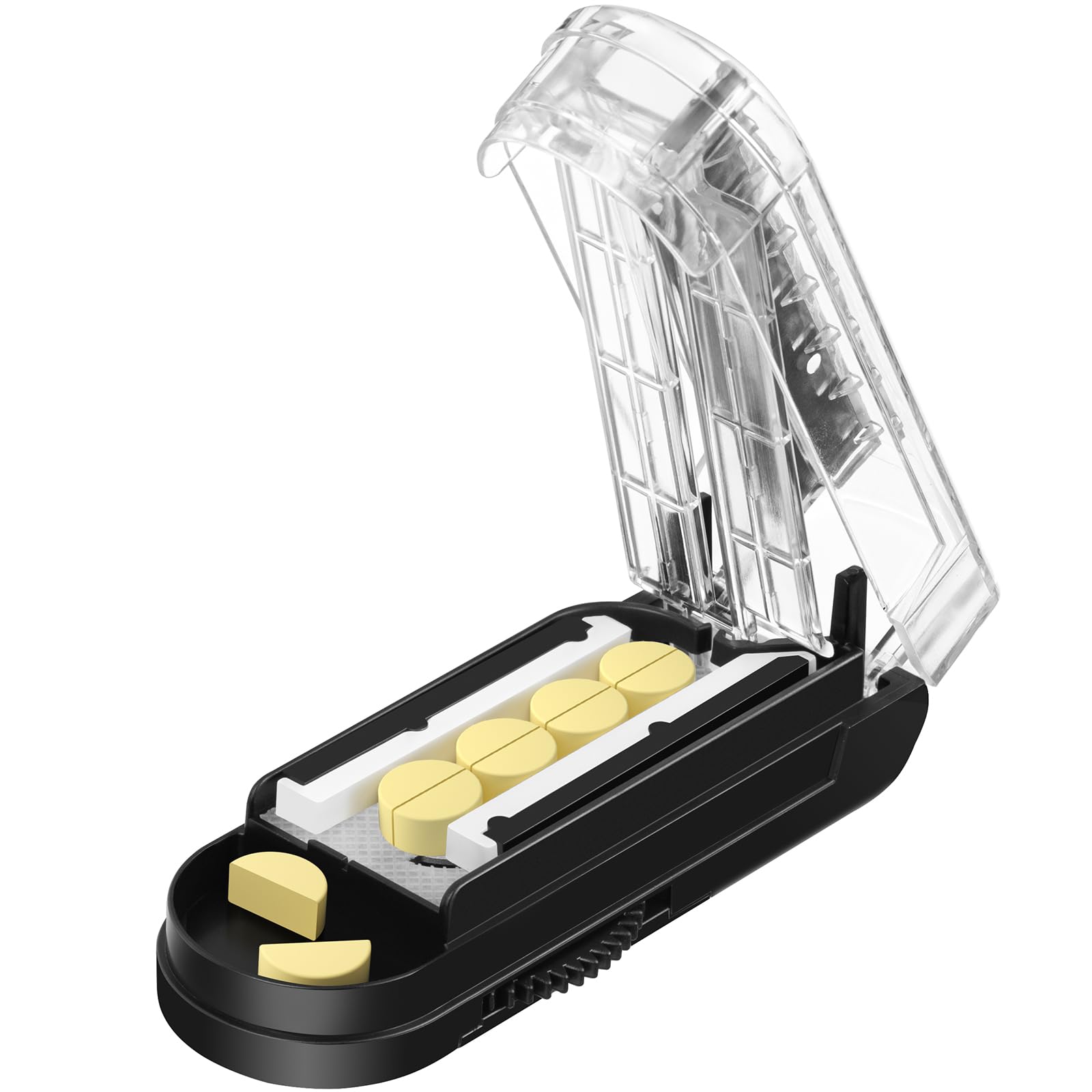 Pill Cutter for Multiple Pills at a Time, Pill Cutter Splitter for Small and Tiny Pills, Pill Cutter for Small or Large Pills, Pill Splitter with Hidden Sharp Stainless Steel Blade (Black)