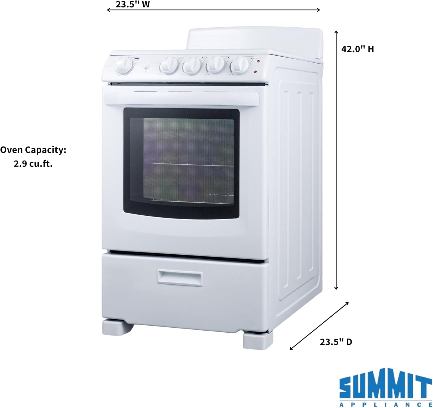 Summit RE2411W 24" Inch Electric Coil Range, 220V - White (ADA Compliant)