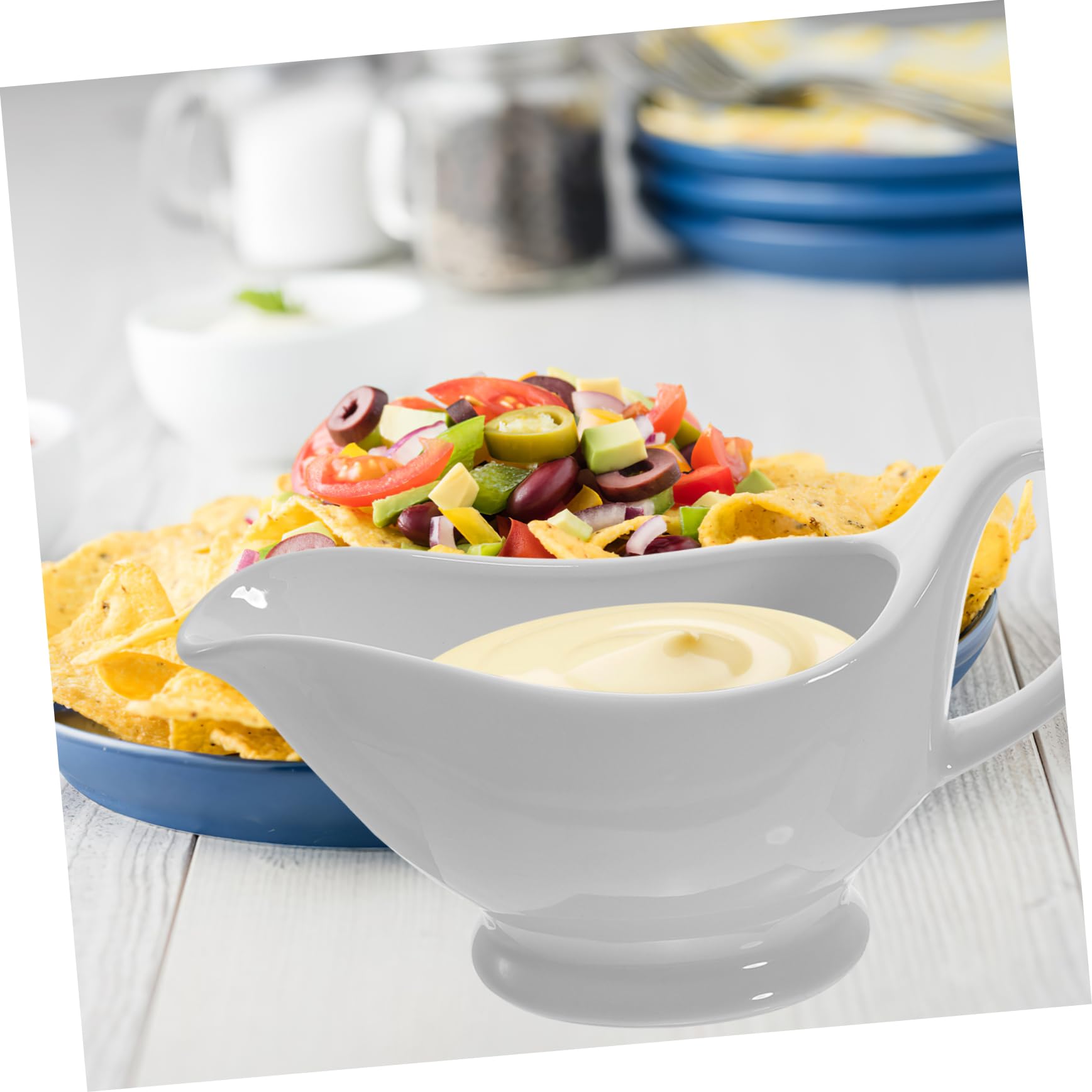 Unomor Salad Dressing Cup Fancy Milk Container Gravy Serving Boat Sauce Porcelain Serve Small Shape Modern Salad Dressing Dispenser Condiment Bowl Coffee Syrup Dispenser Ceramics White