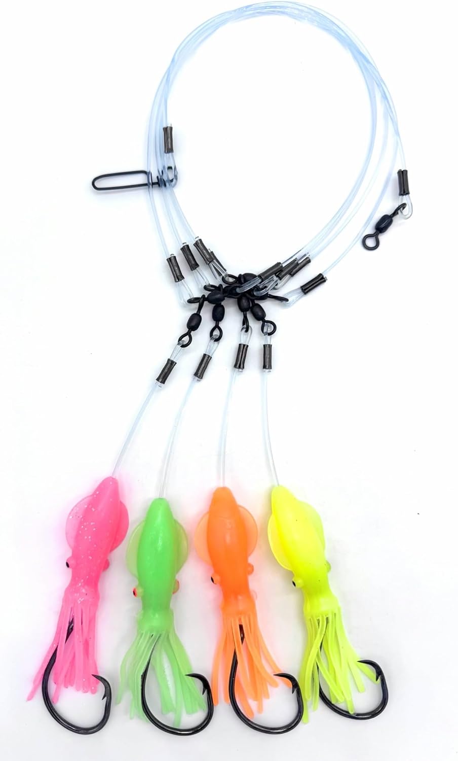 Premium Deep Drop Rig, 4 Hook Deep Drop Fishing Rig with SolidSquidz, Excellent for Grouper, Golden Tilefish, Wreckfish, Bottom Fishing Rig