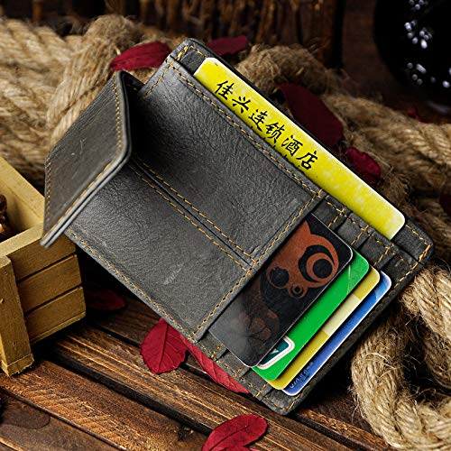 Image of Le'aokuu Genuine Leather Magnet Money Clip Credit Card Case Holder Slim Wallet