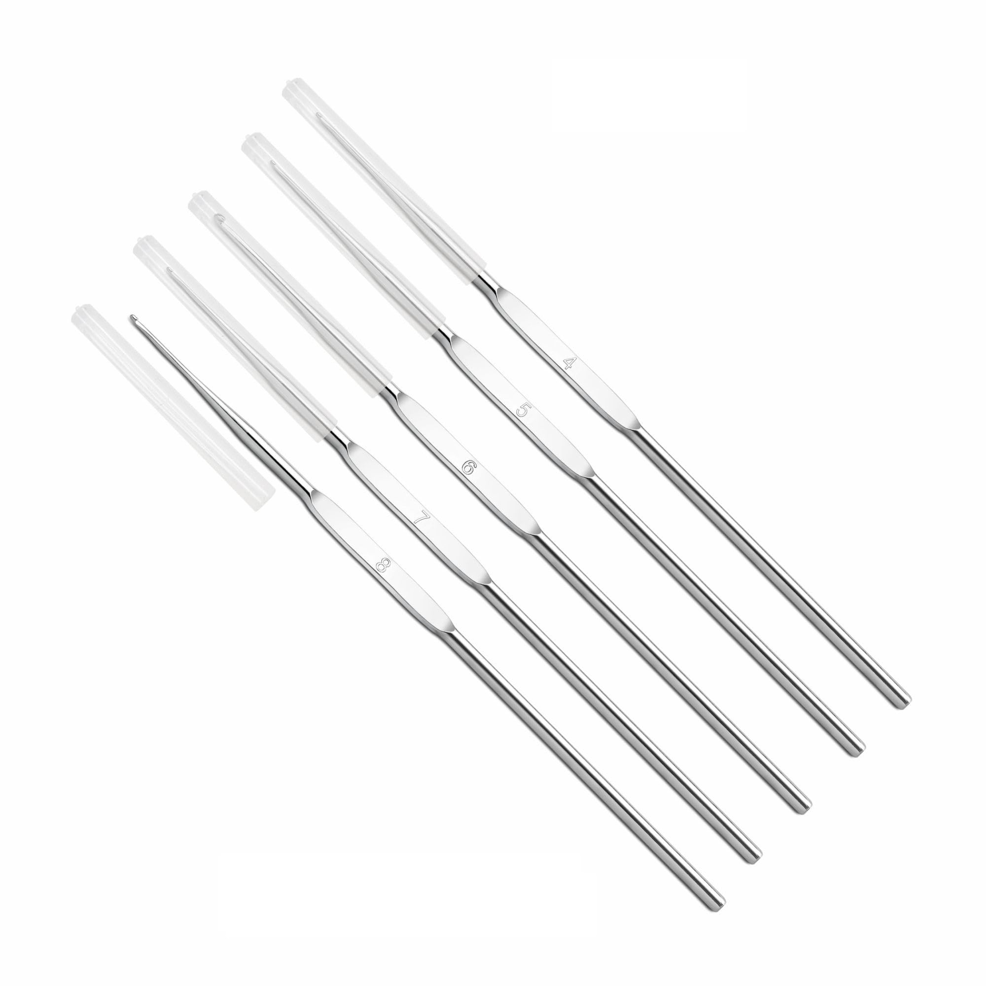 Jyoti Crochet Hook Steel (Prime) for Thread Work, Hand Knitted Sewing DIY Craft Weaving Needle, Ideal for Sweaters, Purses, Scarves, Hats, # 15551 (Silver, 5"/12cm of Size 4-8) - Pack of 2/20 pcs-image-3