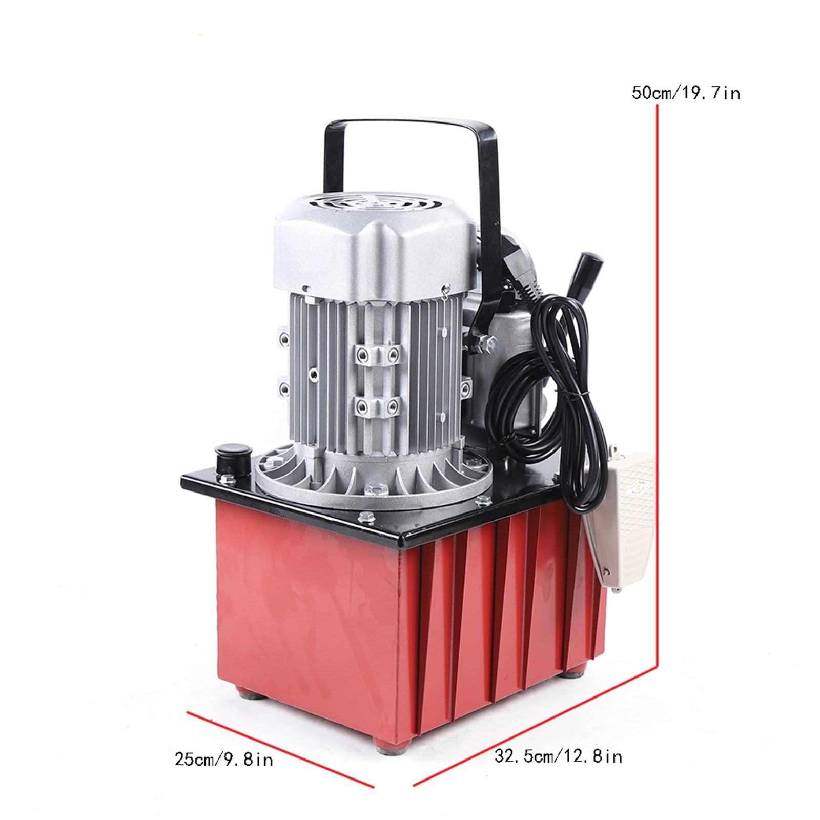 Bomba hidráulica eléctrica de 750 W, 700 bar, bomba hidráulica accionada eléctrica con válvula manual de motor hidráulico, bomba electrohidráulica, 1400 rpm (rojo)