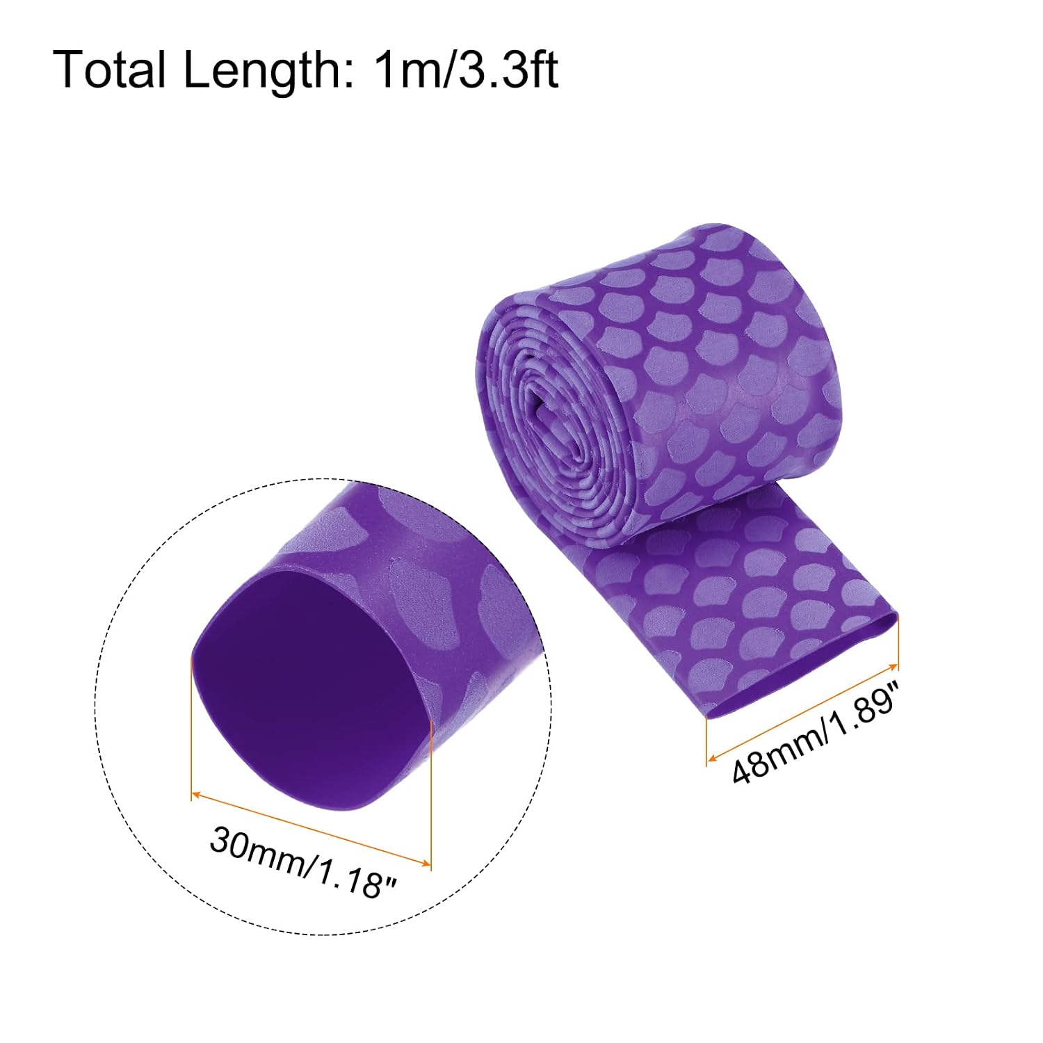 Heat Shrink Wrap Tubing for Fishing Rods Non-Slip Waterproof Insulation, [for Rod Grips Handle] - 30mm Dia/3.3ft/Purple image 2
