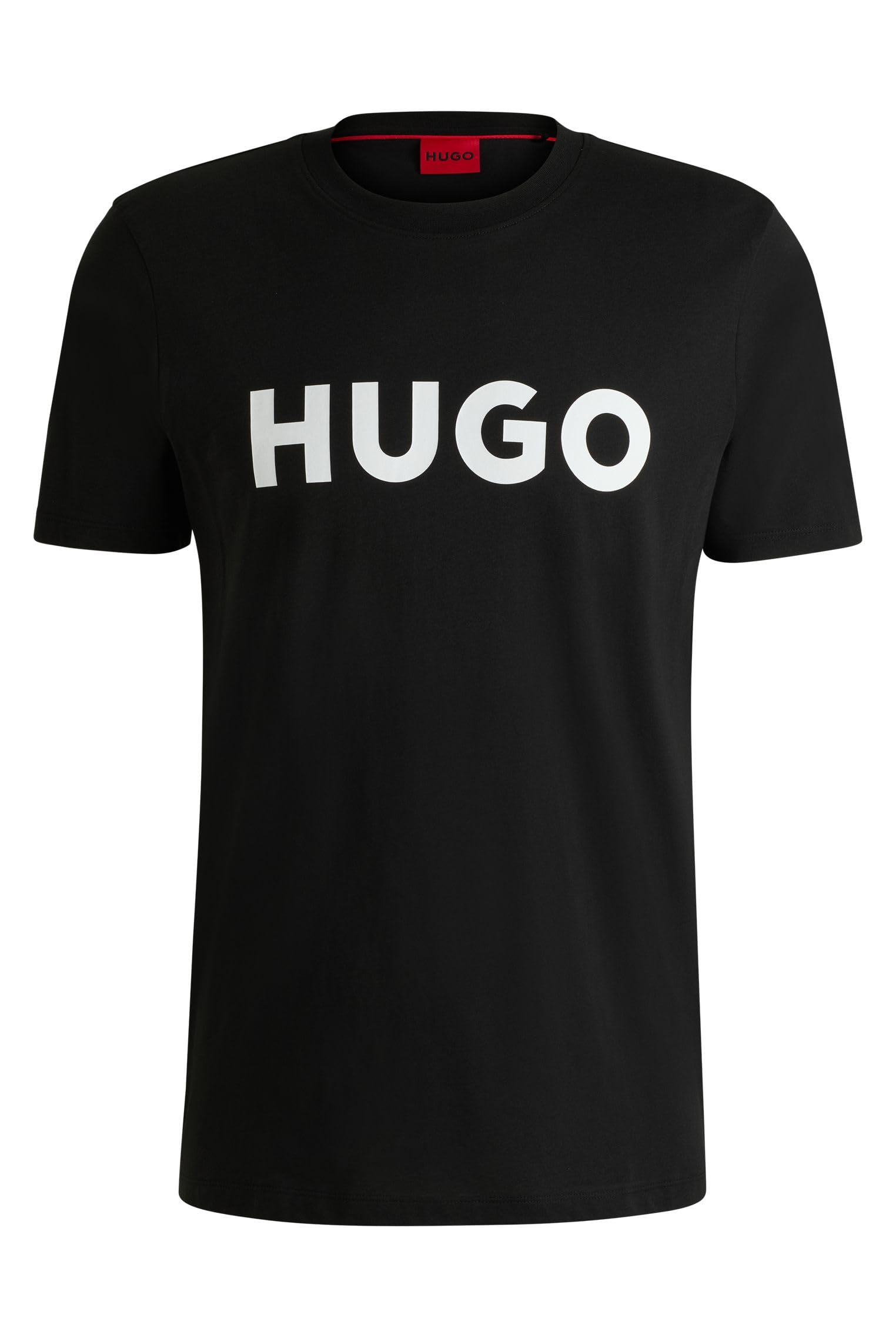 HUGO Mens Dulivio Cotton-Jersey Regular-fit T-Shirt with Contrast Logo Black