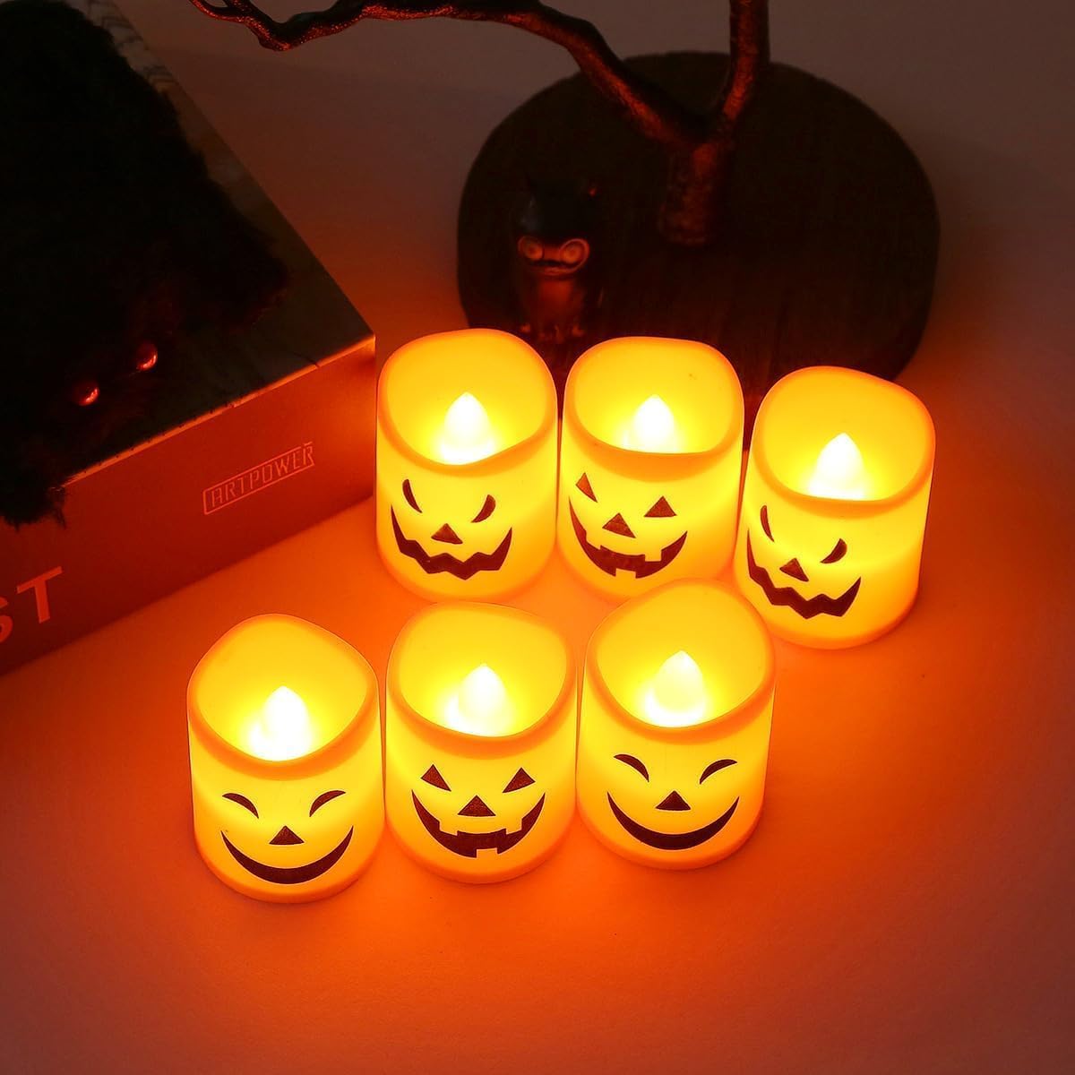 Halloween Flameless Candles,Mingkeda Halloween Party Lamp Decoration, Artificial Candle Lights (6 Candle Lights)