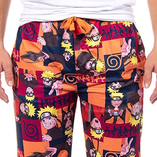 Naruto Shippuden Men's Allover Character Hidden Leaf Village Adult Lounge Sleep Bottoms Pajama Pants3