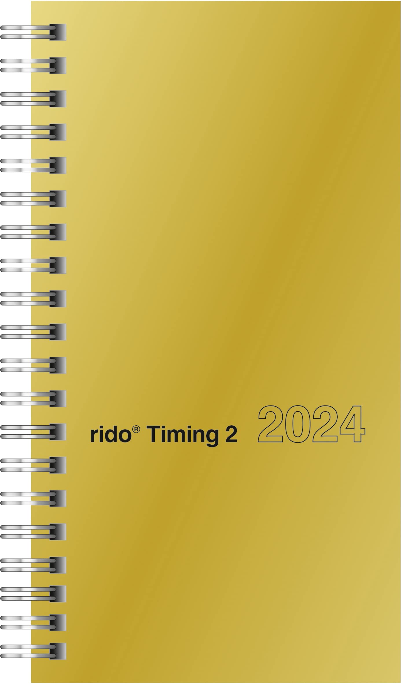 rido/idé Weekly calendar model Timing 2 2024, 2 pages = 1 week, sheet size 9.3 x 17.2 cm, gold, gold-coloured