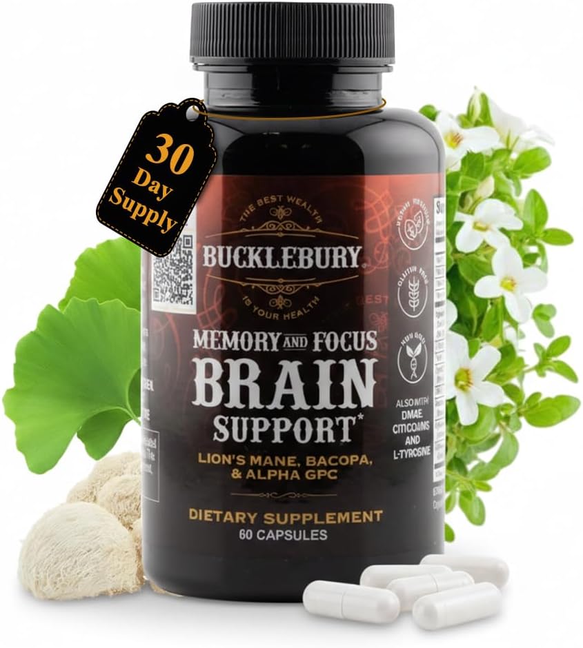 BUCKLEBURY Brain and Memory Supplements with Bacopa & Alpha GPC - Nootropic Brain Capsules for Cognitive Support, Focus & Mental Clarity - Memory and Focus Pills for Women & Men - Vegan 60 Capsules - Image 9
