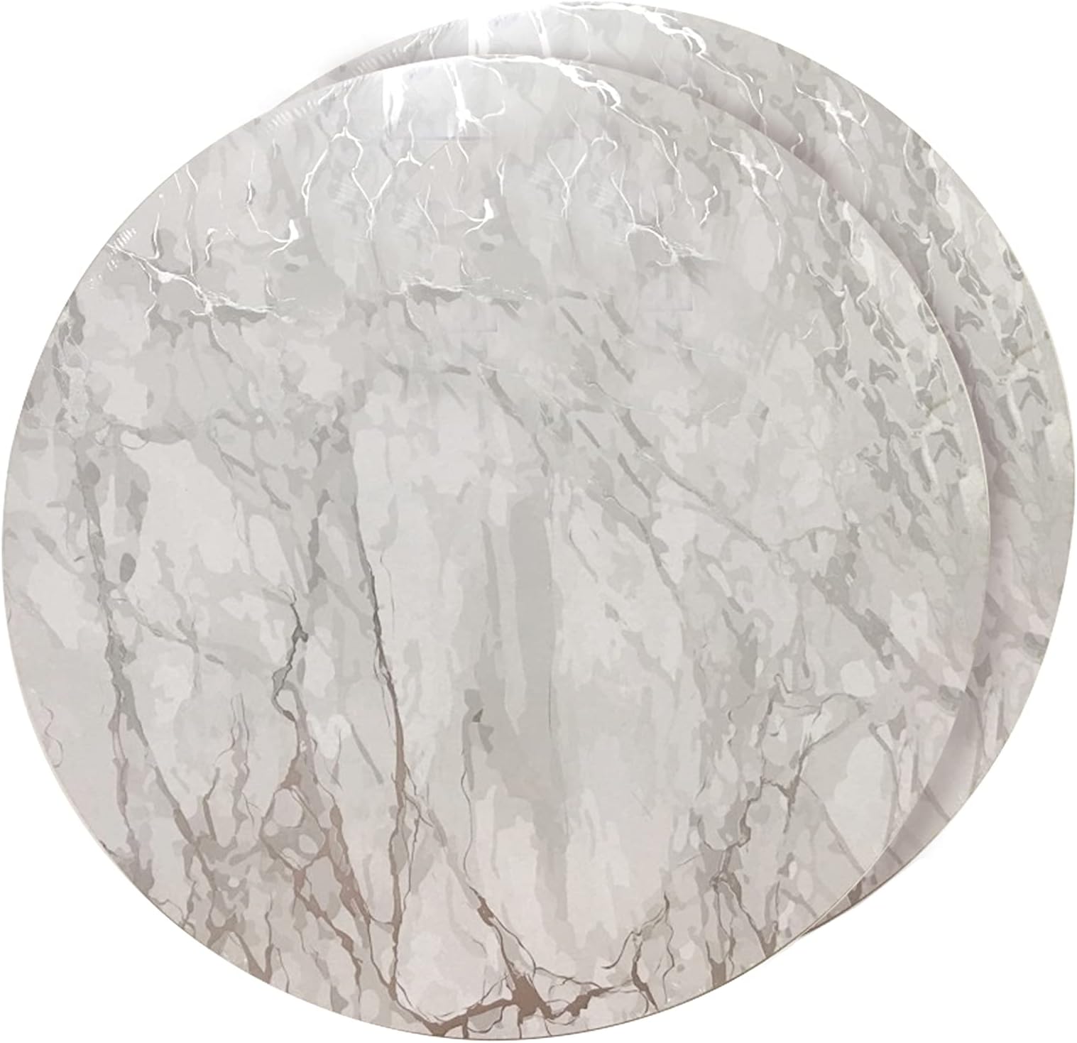Dainty Home Silver Marble Round Cork Placemats - Heat Resistant Placemats, Non-Slip, Easy Clean Placemats for Elegant Dining - 15"x15" Set of 2 - Perfect for Stylish, Modern Homes