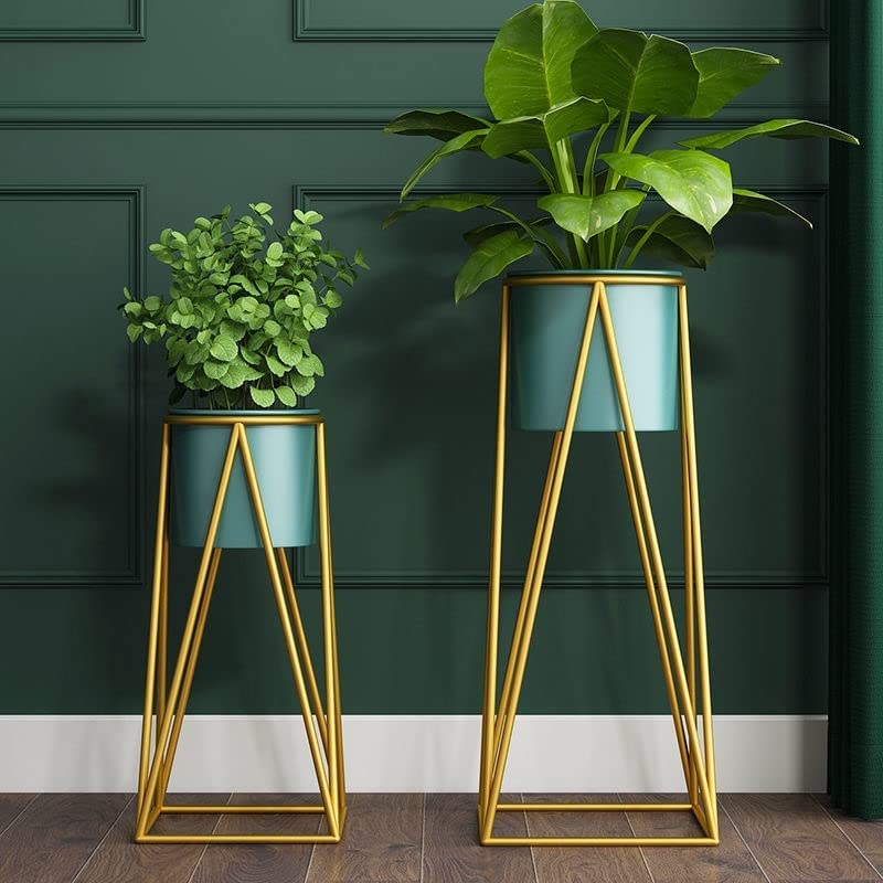 The Craft House Metal Tall Gold Planter with Gold Stand Tall Modern Plant Stands Indoor Outdoor Decoration Potted with Pot Tall Pack of 2 (Standard) (B0BB6KXTW8) Amazon Price History, Amazon Price Tracker