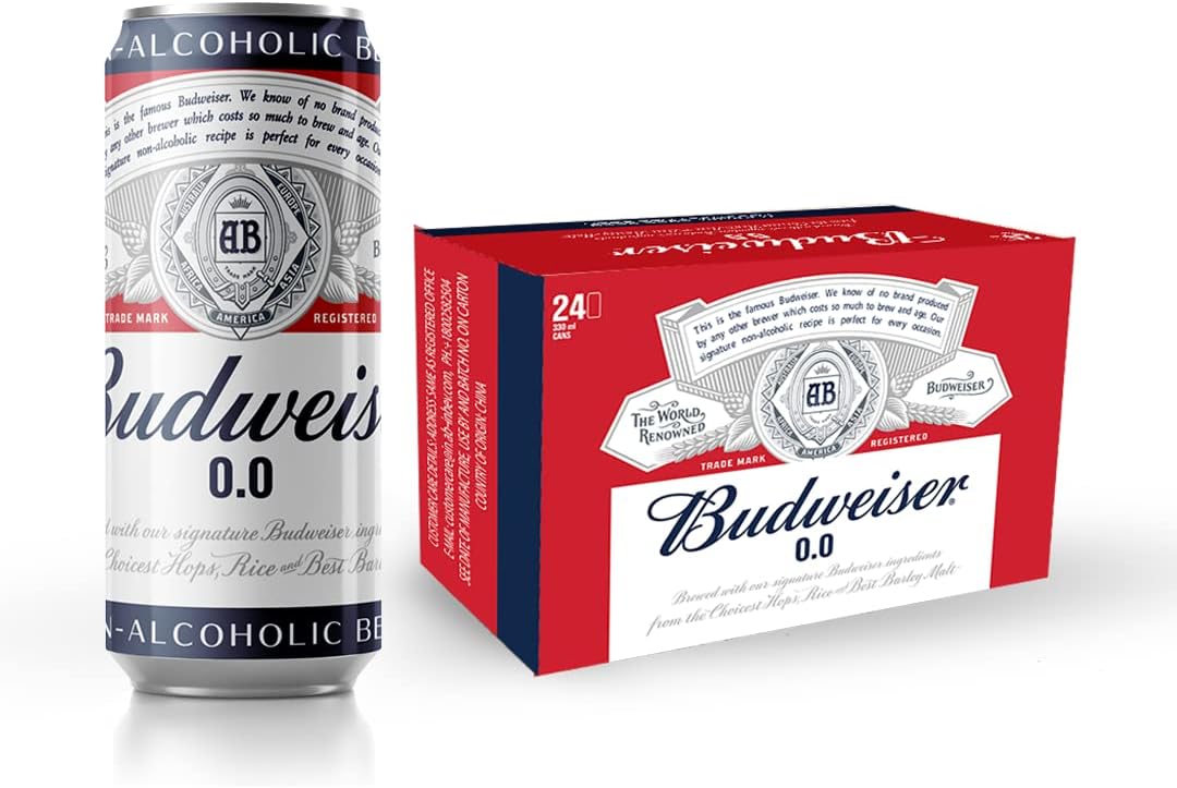 Budweiser 0.0 Non Alcoholic Beer Pack of 6, 6 X 330ml