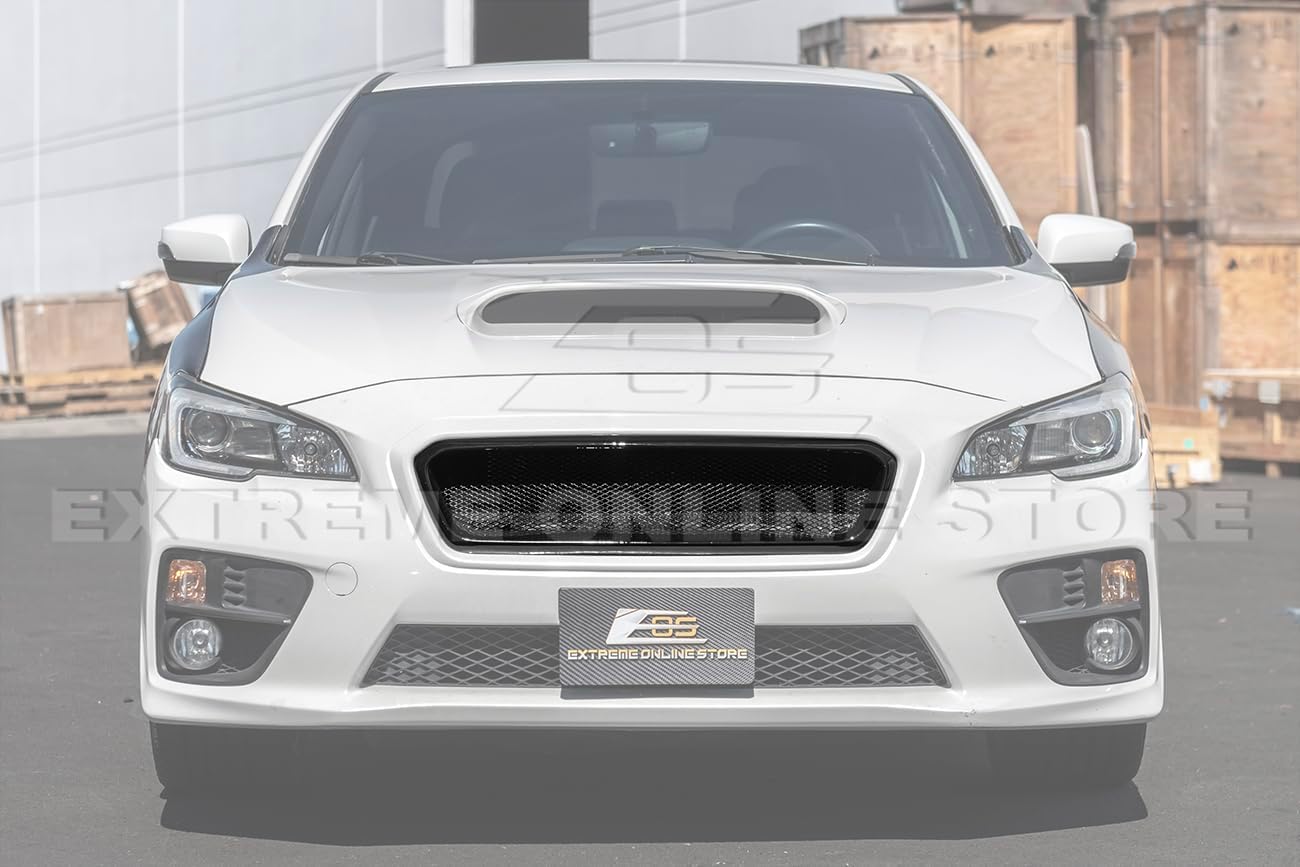Replacement For 2015-2017 Subaru WRX & STi Models | JDM ChargeSpeed CS Style ABS Plastic - Painted Glossy Black Front Bumper Upper Grille Guard Vent Cover
