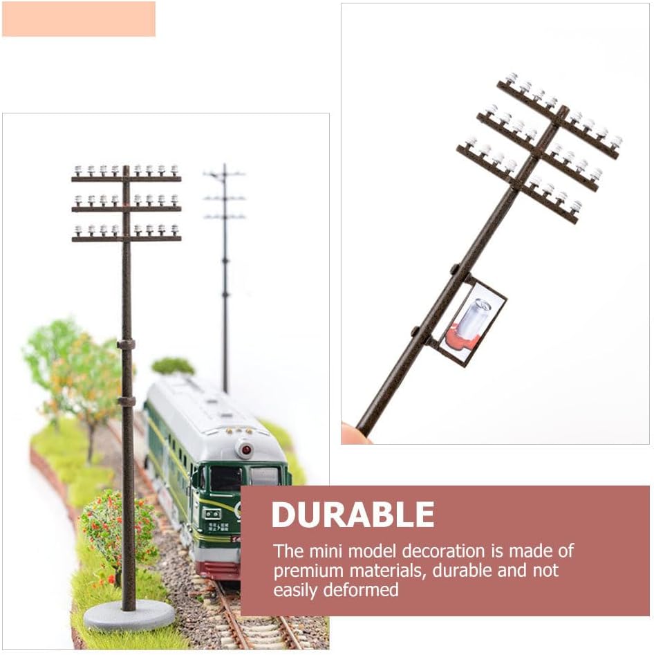 Abaodam 3pcs Micro Telephone Poles Landscape Garden Ornament Models Village Street Lights Mini Toy DIY Supply Telegraph Poles Model Railroad Railway Accessories