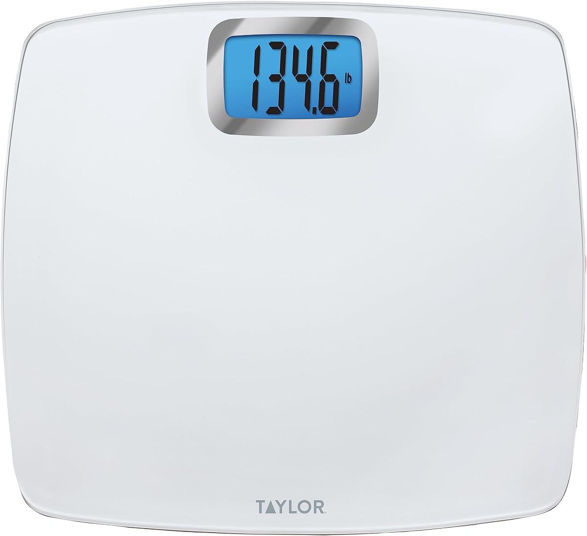 Digital Scales for Body Weight, Extra high 440 LB Capacity, Unique Blue LCD, Bright White Finish Extra LargePlatform, 12.2 x 13.5 Inches, White