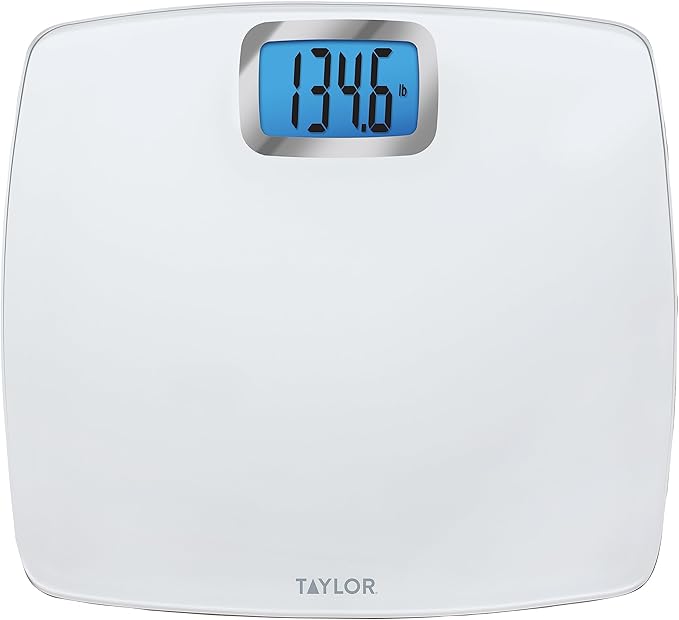Taylor Digital Scales for Body Weight, Extra High Accurate 440 LB Capacity, Unique Blue LCD ...