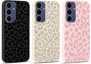 Yoedge 3 Pieces Case for Samsung Galaxy S25 FE 5G 6.7 Inch, Soft Silicone with Aesthetic Leopard Design Case for Women, Shockproof Anti-Scratch Bumper Protection Cover for Samsung S25 FE 5G