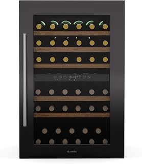 Klarstein Vinsider 57 Duo Weinkühlschrank 2 Zonen - 57 Flaschen, 5-22 °C, Leise 38 dB, Einbau, UV-Schutz Glas, Holzregale, Edelstahl, R600a