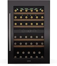 Klarstein Vinsider 57 Duo Weinkühlschrank 2 Zonen - 57 Flaschen, 5-22 °C, Leise 38 dB, Einbau, UV-Schutz Glas, Holzregale, Edelstahl, R600a