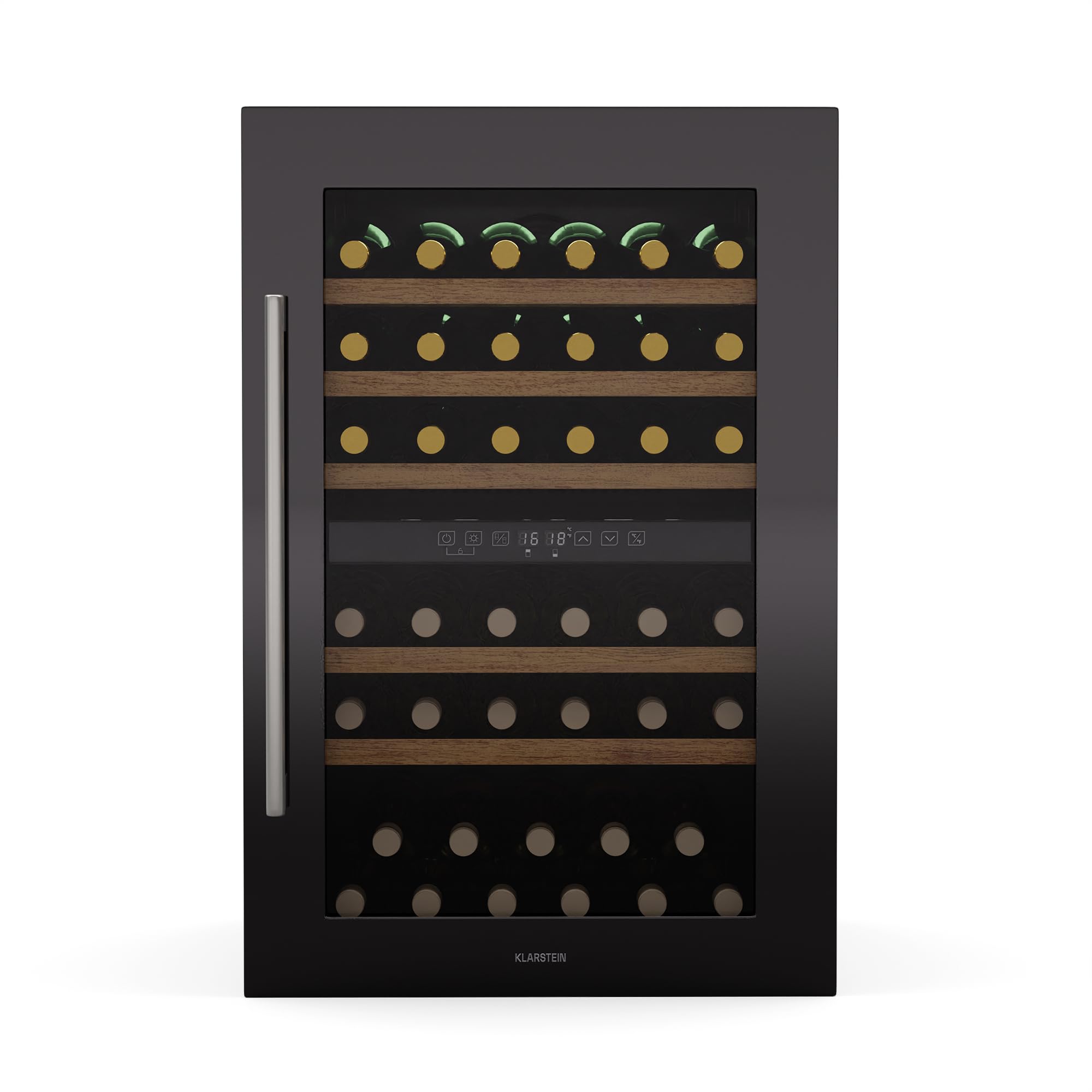 KLARSTEIN Vinsider 57 Duo Cave à vin 2 zones - 57 bouteilles, 5-22°C, encastrable, silencieuse 38 dB, étagères en bois, vitre anti-UV, 143 L