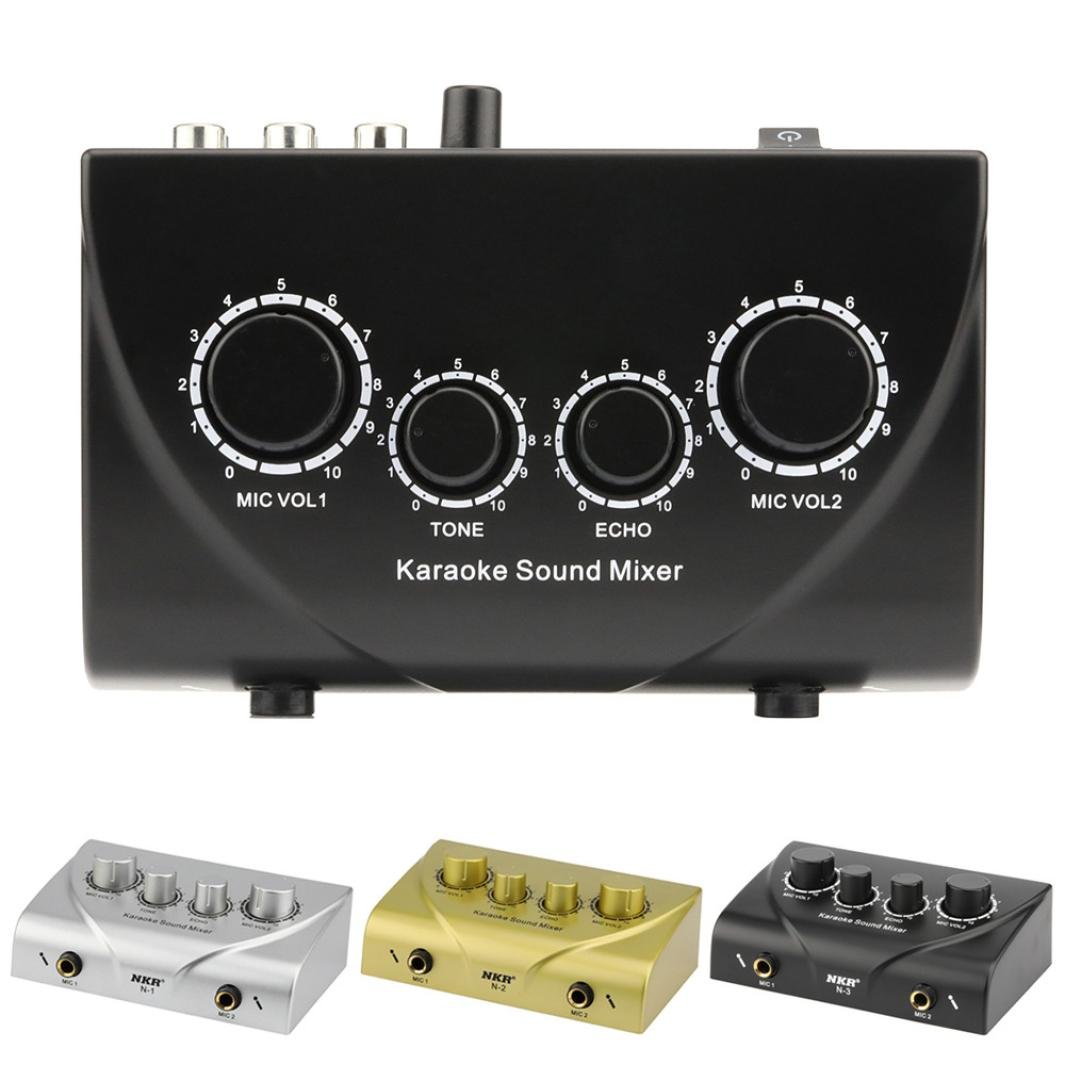 Karaoke Mixer Digital Audio Sound Echo Mixer Dual Mic Inputs