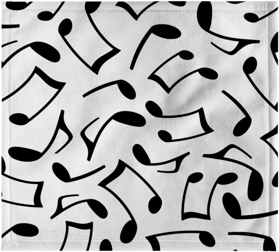 3dRose Music Notes Pattern White and Black 22x30 Bath Hand Pool Towel