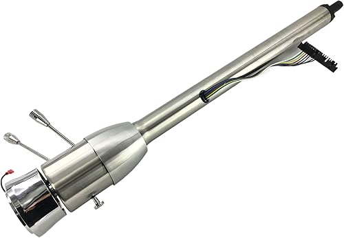 Miniatura 9 de AngyMeck Columna de dirección manual de inclinación de acero inoxidable con acabado pulido de 32 pulgadas con adaptador de rueda de 9 agujeros, sin