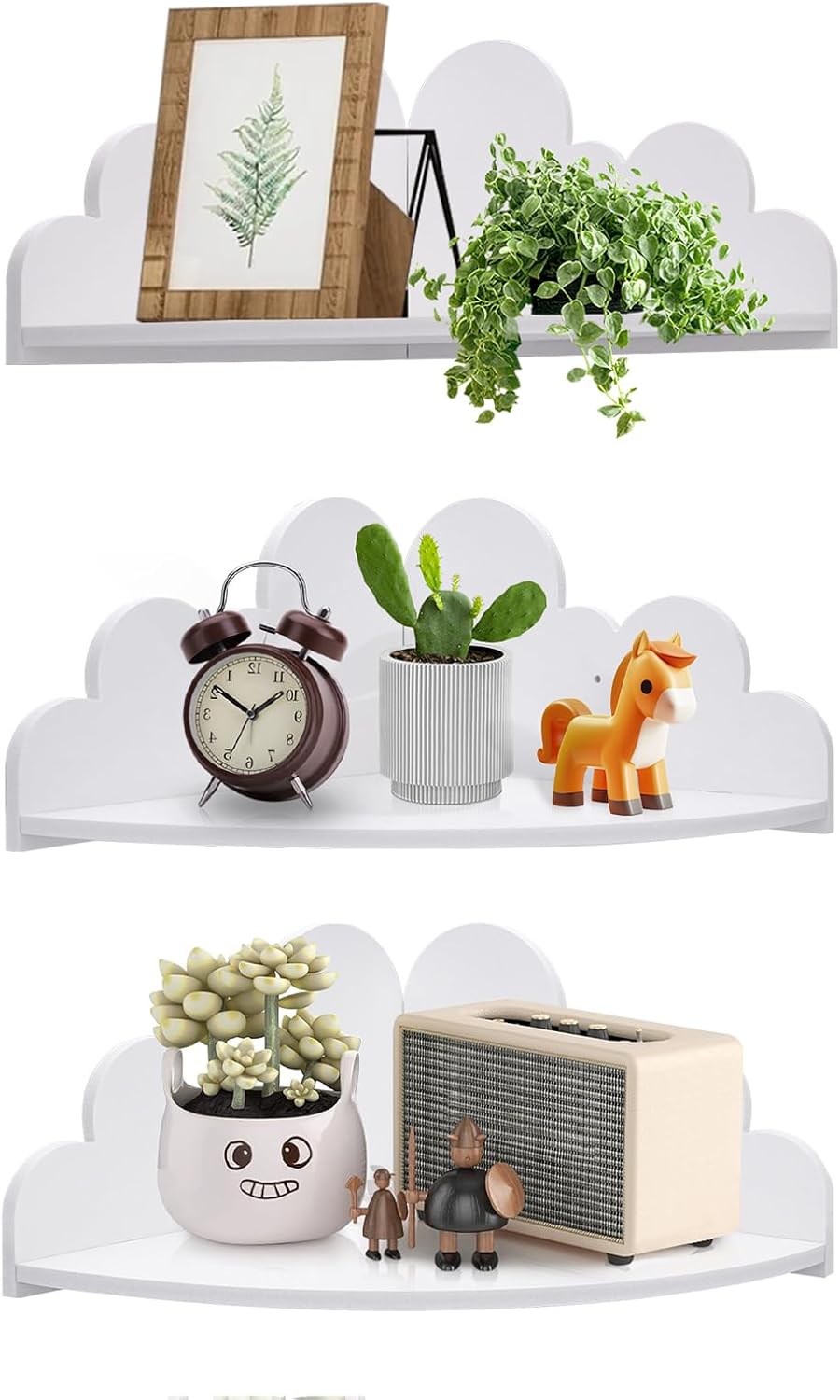 3PCS White Cloud Corner Floating Shelves - 10×10×6.3in Wall Hanging Decor, Decorative Wall Shelves for Bedrooms, Living Rooms & Studies, Cozy Home Accents