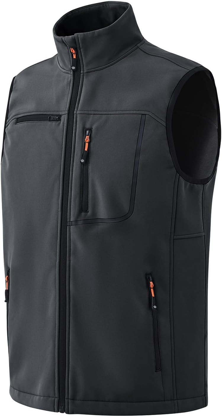 MoFiz Men's Vest Outerwear,Vest for men,Full Zip Fleece Lined Light Softshell Windproof Sleeveless Jacket for Hiking Golf
